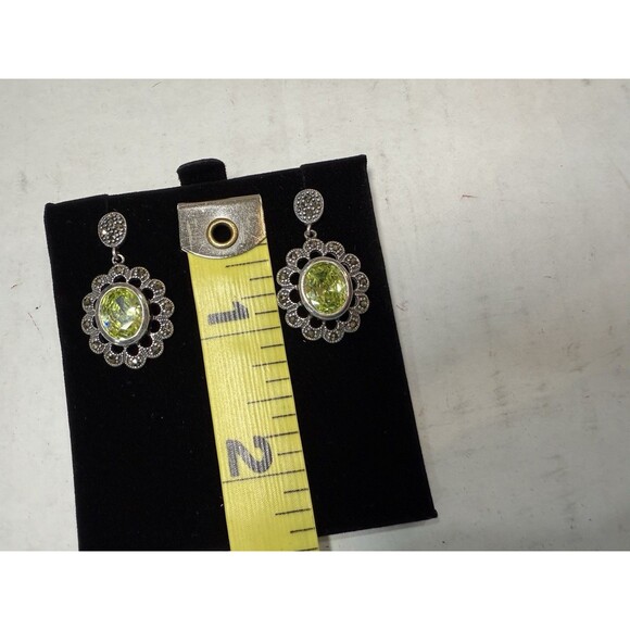 Dee Berkley Jewerly VINTAGE Earrings Sterling Silver Peridot Marcasite DBJ - Picture 6 of 13
